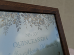 Load image into Gallery viewer, Framed Quinceañera invitation with floral design and text