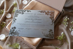 Load image into Gallery viewer, Personalized stainless steel wedding plaque with Modern Botanical design