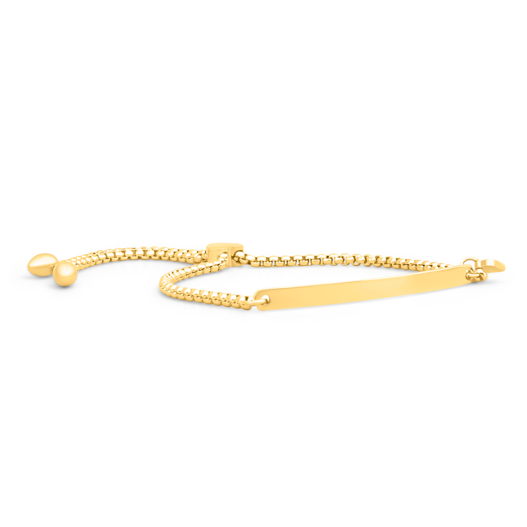Custom engraved rope bracelet gold angled front right view