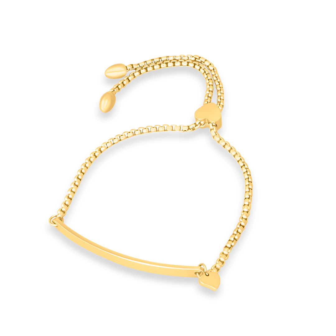 Custom engraved rope bracelet  gold top view angled