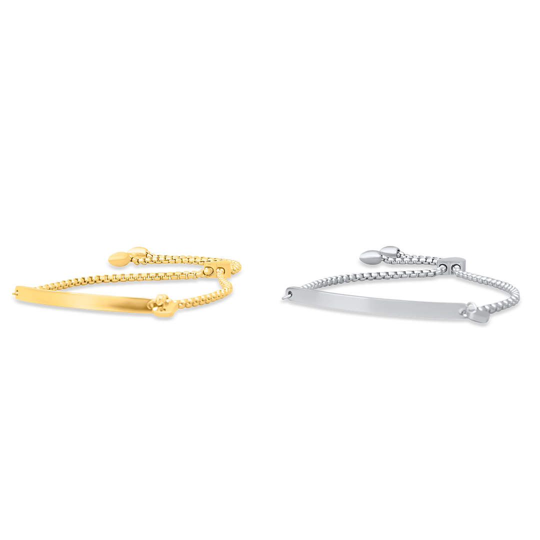 Custom engraved rope bracelet gold silver front left