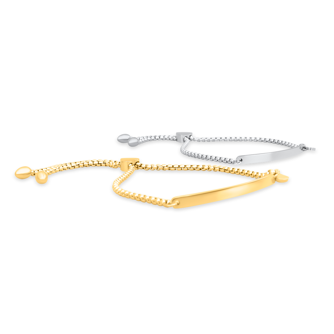 Custom engraved rope bracelet gold silver set angled vew right