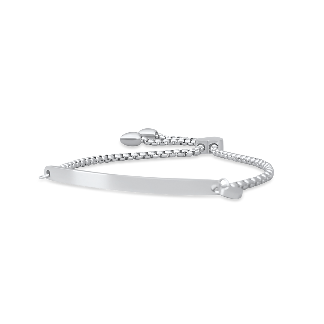Custom engraved rope bracelet  silver angled left