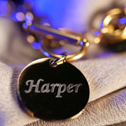 Personalized Duo Charm Necklace in 18K Gold with Custom Engraving